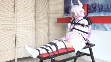 【自己做主】【cosplay TK】 龙女仆康纳 白丝老虎凳，眼罩，口球，震动牙刷Tk 妹子被Tk的快哭了