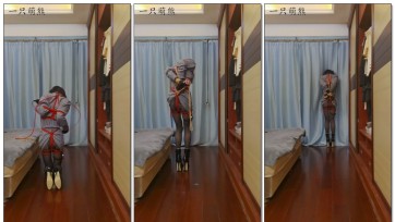 【一只萌熊】交叉手腕的超紧直臂自缚教程然后18cm高跟鞋电击钢钩拿钥匙打开剪刀