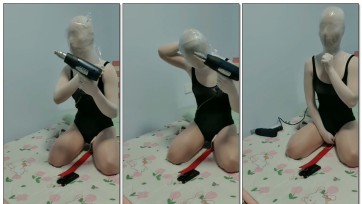 【幽灵】白色半包紧身衣 白色高跟 黑色丝袜泳衣 热缩呼吸过程