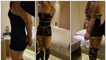 【小黑原创】吊带黑丝，超紧直臂紧缚30分钟，绑好以后强吻，手麻的不能动了