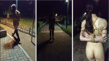 【一颗露露子】户外捆绑篇6 全裸双马尾黑过膝袜靴子日式捆绑公园露出，郊狼电击野外榨精，路灯下露出蹦蹦跳跳被发现，回家后驷马捆绑惩罚
