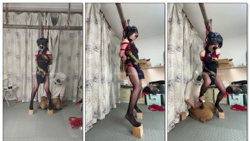 【博丽绳社】妃咲踮脚踩木块，强制TK飞机杯放置榨精