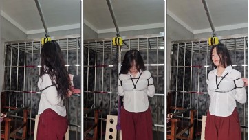 【皖北绳艺】新人雪雪简单日式捆绑体验（超美白衬衫大波浪！！！）