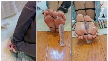 【司念念】口球蒙眼 裸足细胶带绑脚趾 涂抹润滑油 假阳ju足j