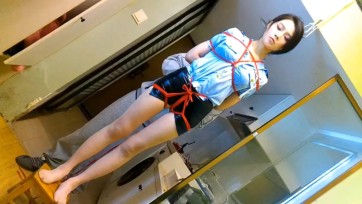 【绳舞飞扬】楠楠侦探游戏（发布版）……后高手吊到脚尖离地，股绳深陷！楠楠惊艳的巨胸紧缚尽显