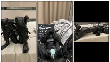 【不吃梨】（k9/pu皮zentai/放置强高/呼控）被k9强制束缚为人形犬调教？四肢无力地抽搐和嘤嘤地喘息会博得主人同情吗？